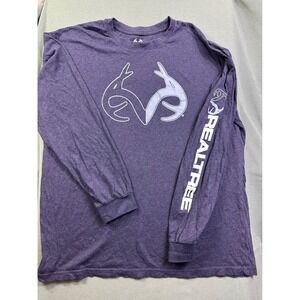 Realtree Mens XXL Purple Long Sleeve Graphic T-Shirt Antler Logo Cotton Blend